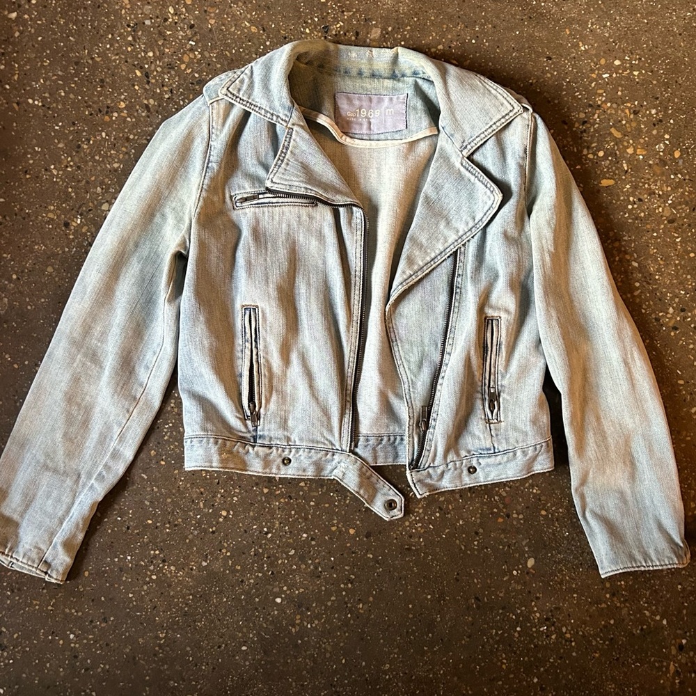 Light Blue Denim Motorcycle Jacket